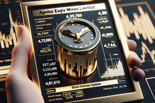 alt_text: Stock chart showing Agnico Eagle Mines with decreasing short positions.