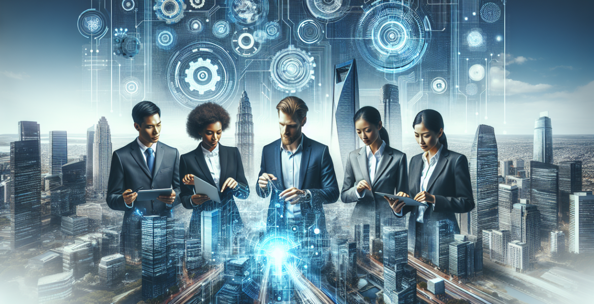 alt_text: Futuristic cityscape with digital icons representing innovative growth strategies.