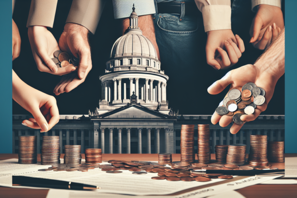 alt_text: "Cash register with a sign about rounding cents in Oklahoma."