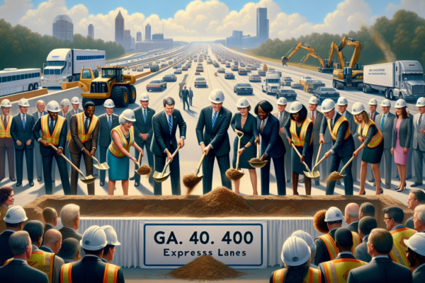 alt_text: Georgia 400 Express Lanes context shifts, featuring cars and visible lane markers.