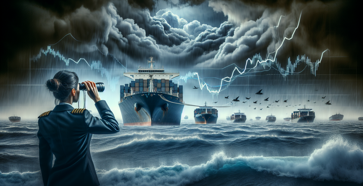 "alt_text": "Cargo ships at port crossroads, navigating complex global shipping routes."